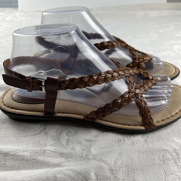 BOC Born Sandals Womens Size 8M Brown Leather Braided Strappy Thongs Adjustable - Picture 3 of 9